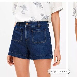 LOFT Blue Jean Shorts High-Waisted Cuffed Hem